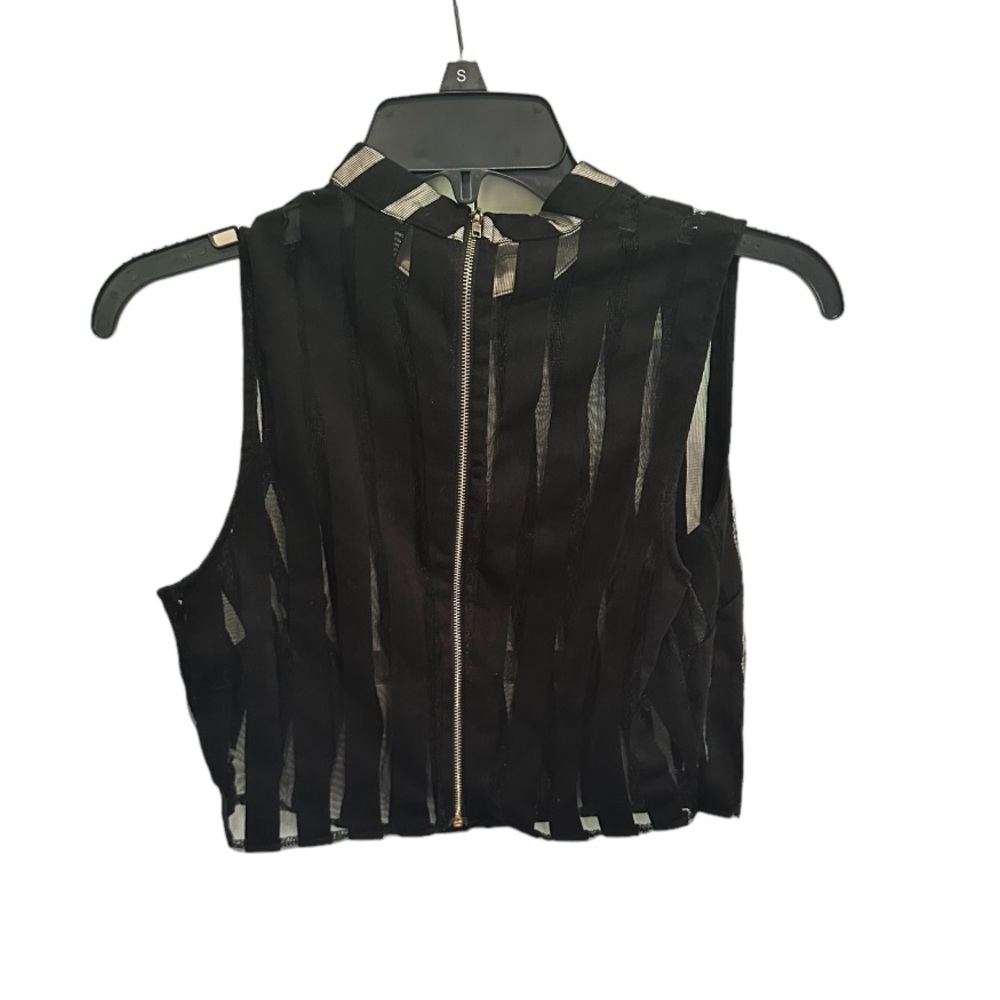 Forever 21 Striped See-Through Zip Up Vest